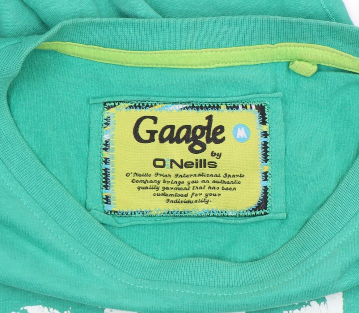 O'Neills Men's Green Funny Graphic Cotton Blend T-Shirt Size M