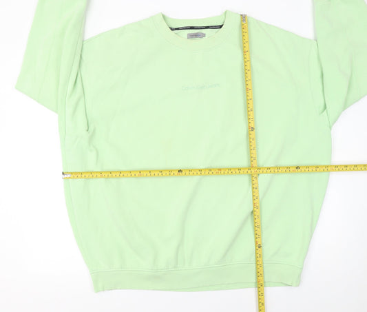 Calvin Klein Jeans Women's Green Cotton Crew Neck Sweatshirt L