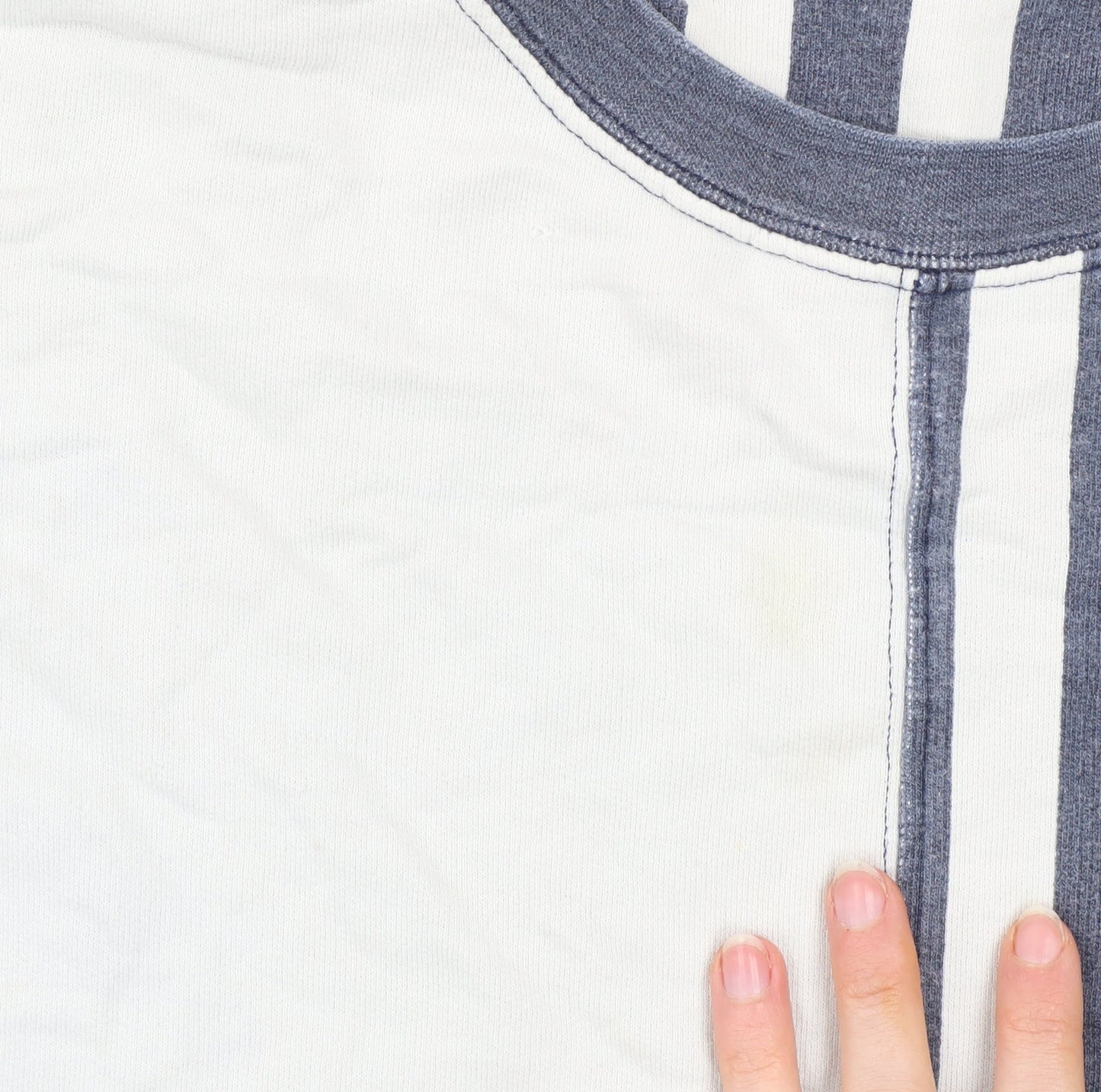 FX Men's Blue & White Striped Cotton Pullover Sweatshirt L