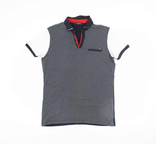 Club JU Paris Men's Blue Short Sleeve Polo Shirt Size M Slim Fit Cotton