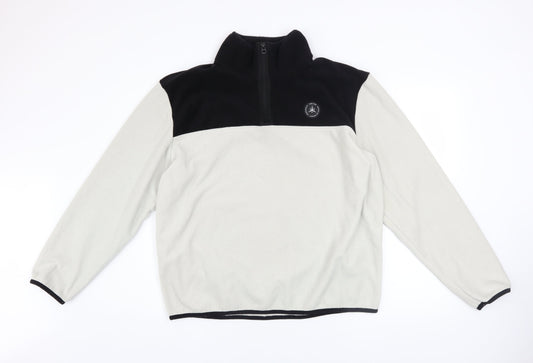 Jack & Jones Men's Beige Black Fleece 1/4 Zip Sweatshirt XL
