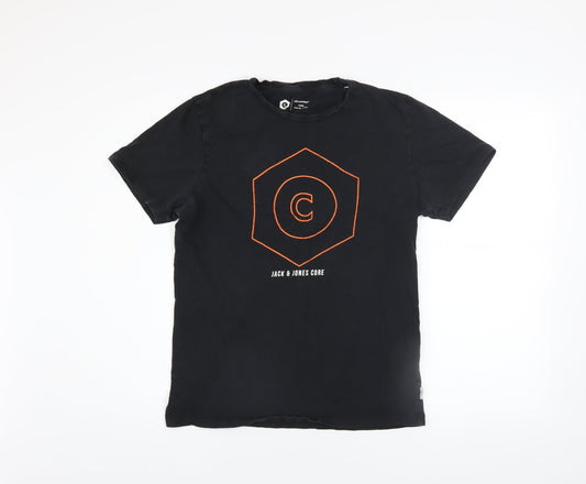 Jack & Jones Men's Black Core Graphic Print T-Shirt Size M