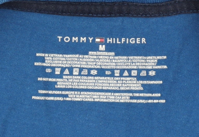 Tommy Hilfiger Men's Blue Cotton Crew Neck Short Sleeve T-Shirt M