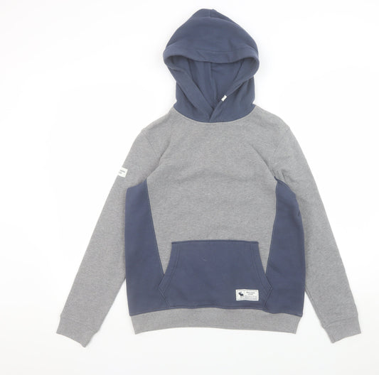 Abercrombie & Fitch Kids Boys Grey Colourblock Pullover Hoodie 13-14 Years