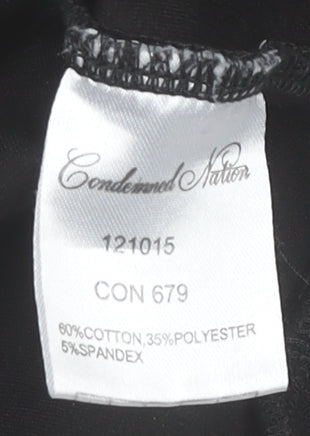 Condemned Nation Women's Black Embroidered Pullover Hoodie Size L