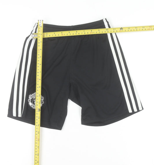 Adidas Boys Black Manchester United Athletic Football Shorts 9-10 Years