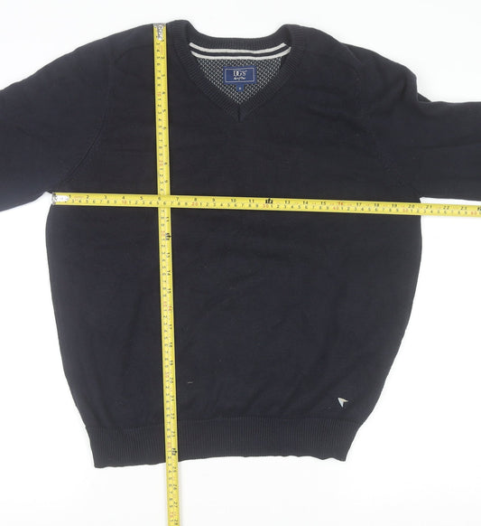 DG'S Drifter Men's Black M V-Neck Cotton Blend Jumper