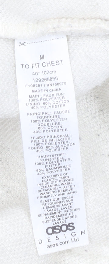 Brand and care label for ASOS Design Women's Beige 1/2 Zip Fleece Pullover Sweatshirt M