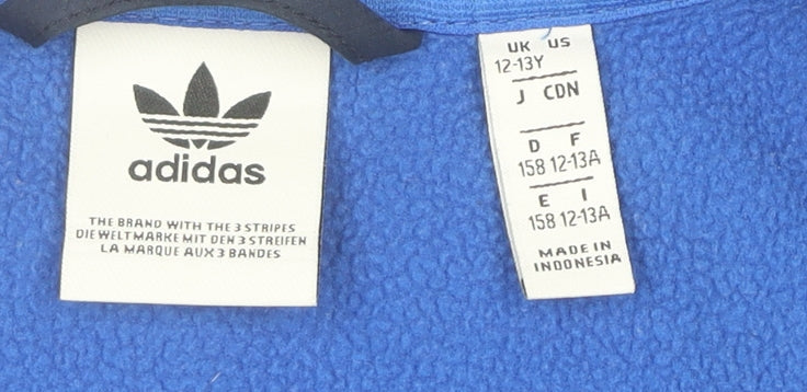 Additional view of Adidas boys’ blue full zip hooded sweatshirt 12-13 years colourblock logo