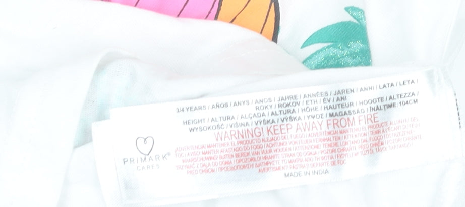 Brand and care label for Primark girls’ white fun in the sun tank top 3-4 years summer jersey