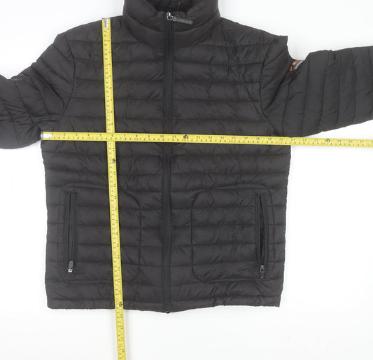 Superdry Men's Black Medium Puffer Jacket Winter Outdoor Full Zip