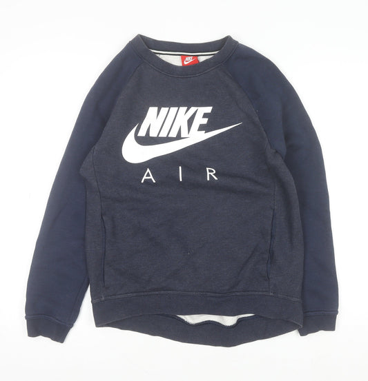 Nike Mens Blue XS Pullover Sweatshirt Crew Neck Logo Regular Fit