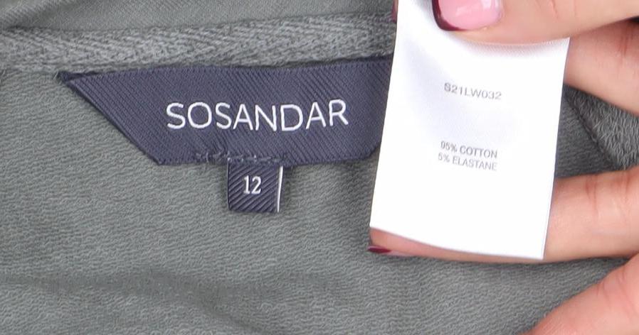 Sosandar Women’s Grey Size 12 Cotton Blend Crew Neck Sweatshirt