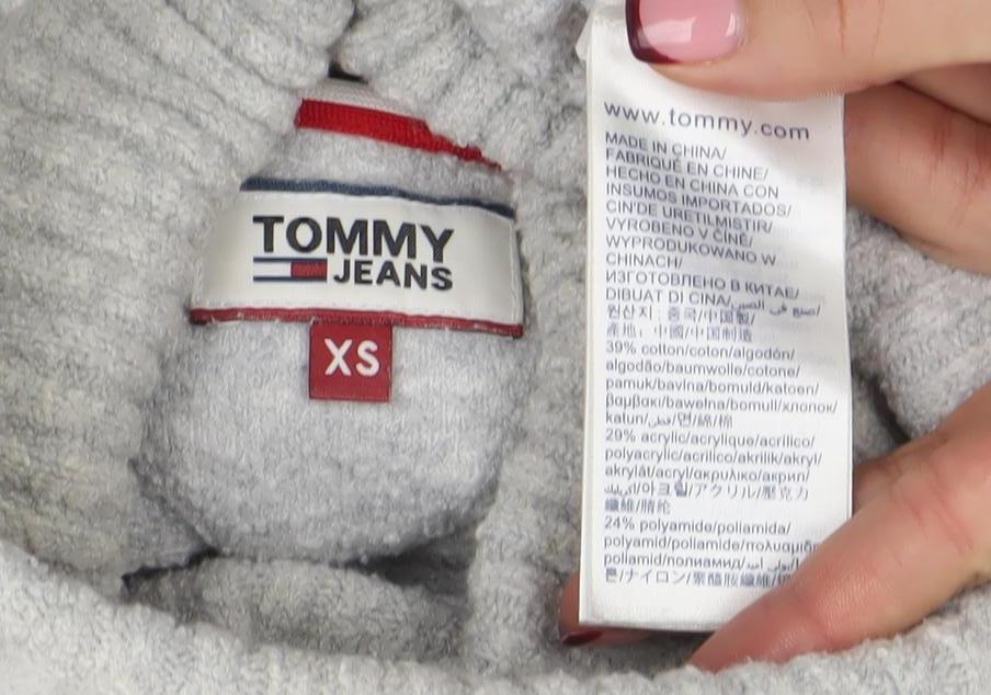 Tommy Jeans Womens Grey Roll Neck Wool Blend Jumper XS