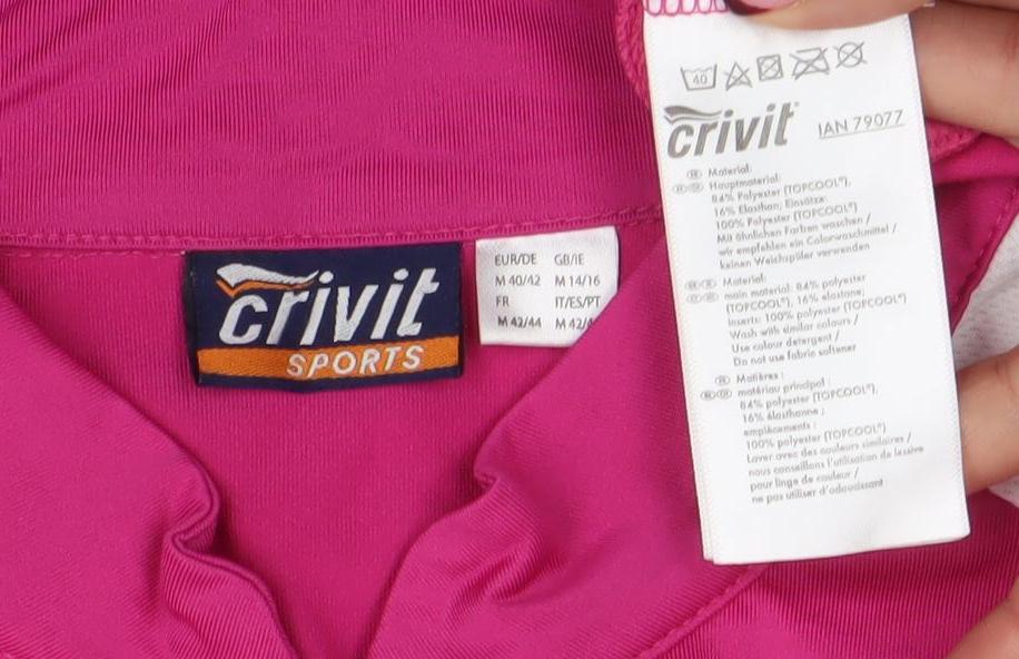 Crivit Women’s Pink Cycling Jersey Top Size 12 Short Sleeve 1/4 Zip