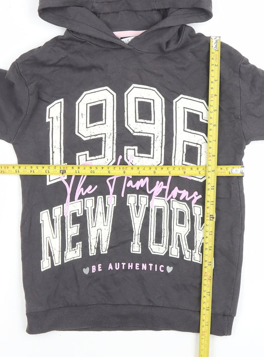MISO Girls Black 10-11 Years Pullover Hoodie 1996 New York Graphic