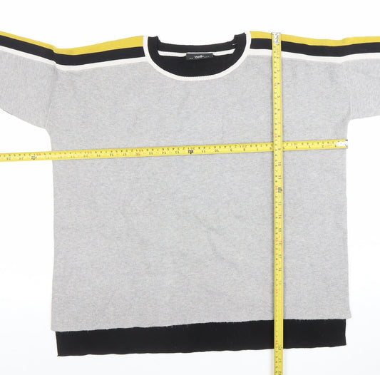 Wallis Women’s Grey Black Yellow Stripe Crew Neck Pullover Jumper M
