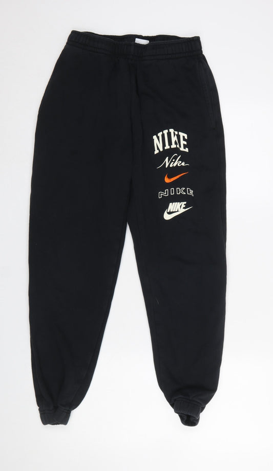 Nike Women Black Jogger Sweatpants S Fleece Casual Trousers