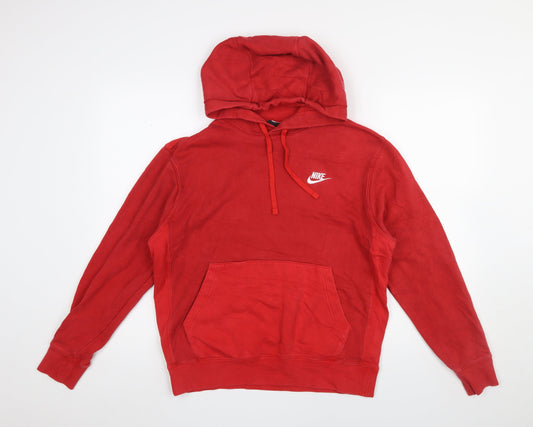 Nike Men's Red Pullover Hoodie Size S Logo Cotton Blend