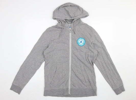 Jack & Jones Men's Grey Full Zip Hoodie Medium Cotton Blend