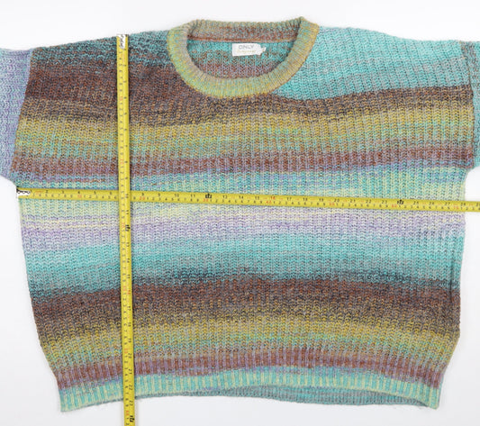 ONLY Women Multicoloured XL Pullover Jumper Knit Acrylic Blend