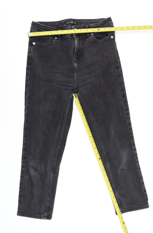 F&F Women’s Black Dark Wash Skinny Jeans UK 10 Slim Fit Cotton Blend