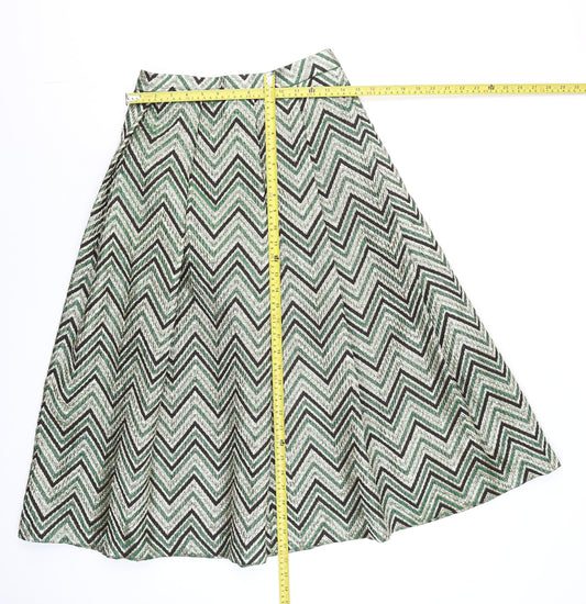 Marks and Spencer Womens Green Metallic A-Line Midi Skirt Size 8