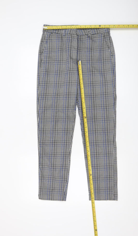 Lefties Women's Multicoloured Check Slim Tapered Trousers Size 6
