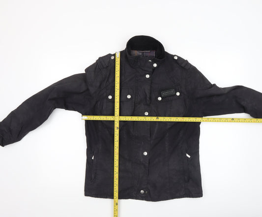 Barbour Womens Black Waxed Cotton Motorcycle Jacket UK 14