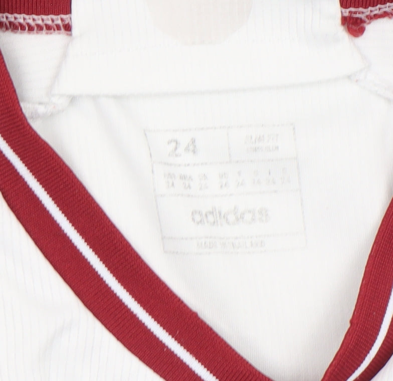 Additional view of Adidas boys’ white football jersey t-shirt 7-8 years lightweight v-neck
