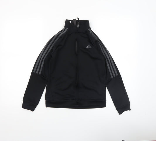 adidas Boys Black 9-10 Years Track Jacket Full Zip Lightweight Sportswear