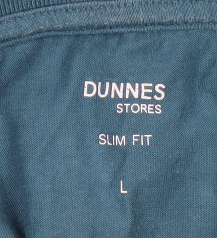 Additional view of Dunnes Men's Blue Striped Slim Fit Cotton 1/4 Zip Polo Shirt L