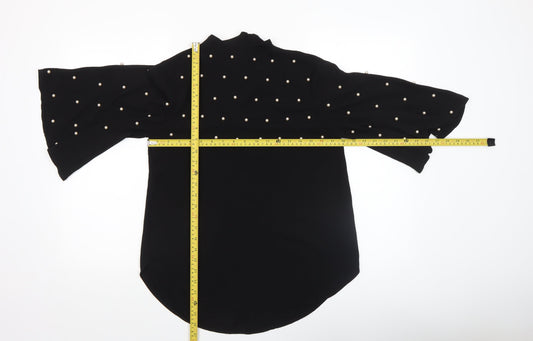 River Island Women’s Black Beaded Kimono Sleeve Blouse Size 8