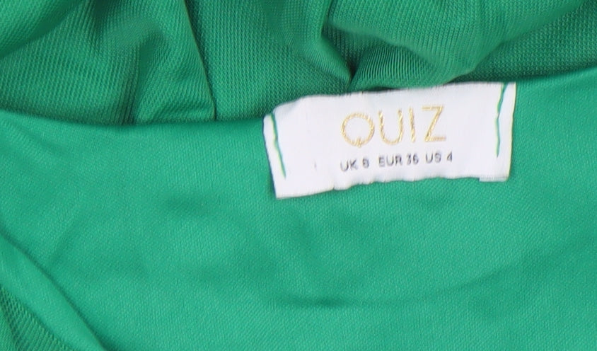 Quiz Women's Green Long Bodycon Dress Size 6 Sleeveless Ruched