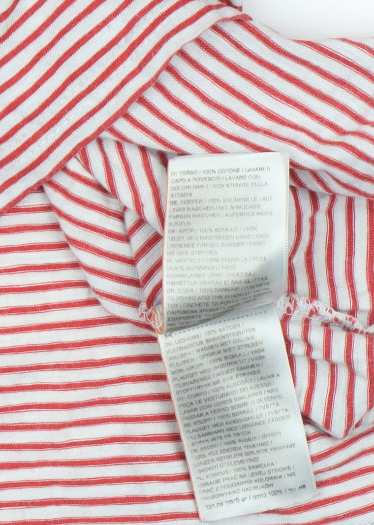 Superdry Women Red White Striped Cotton T-Shirt UK 12
