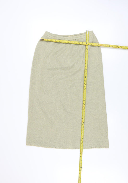 Reny Martan Women's Beige Knit Midi Pencil Skirt Size 10