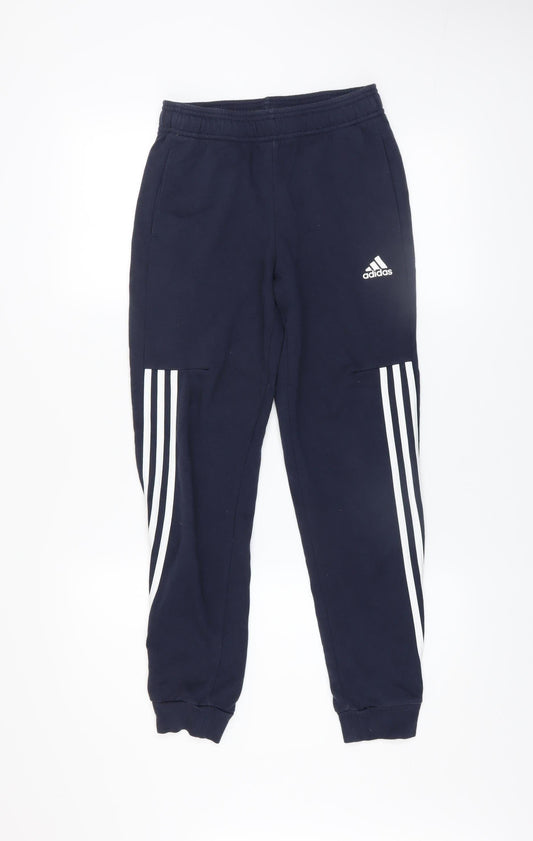 Adidas Boys Blue 11-12 Years Jogger Activewear Trousers with Side Stripes