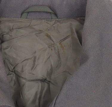 JS Styled in Italy Men's Grey Wool Bomber Jacket Size 46 with Leather Trim