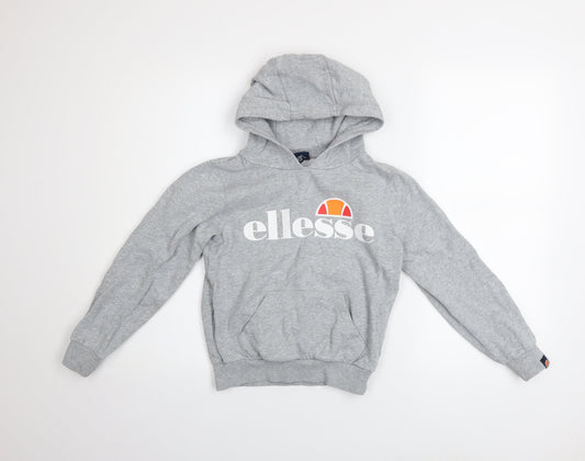 Ellesse Girls Grey Pullover Hoodie 8-9 Years Logo Fleece Sweatshirt