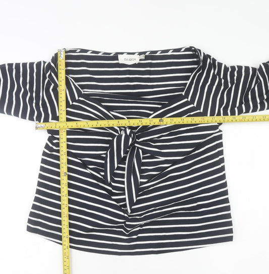 Isa Arfen Women's Blue Striped Off Shoulder Cotton Blouse Size 14