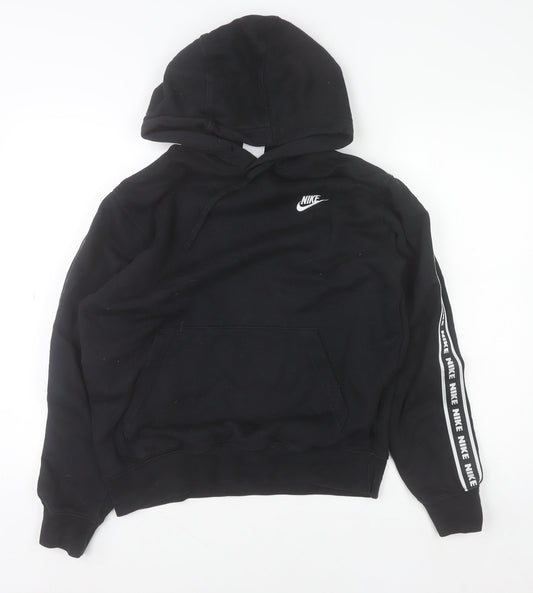 Nike Men's Black Pullover Hoodie with Logo Tape Size S