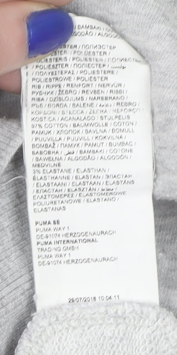 Additional view of Puma women’s grey crew neck pullover sweatshirt, size UK 10