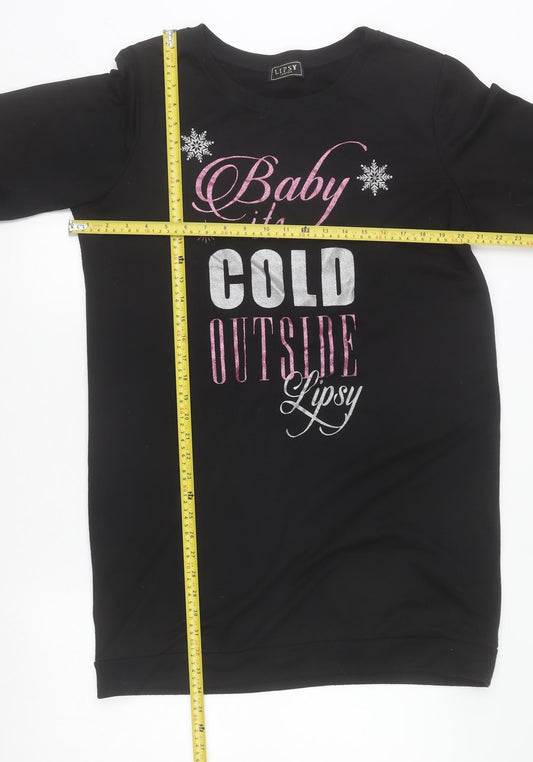 Lipsy Women Black Long Sleeve Pullover Sweatshirt Size 14/16