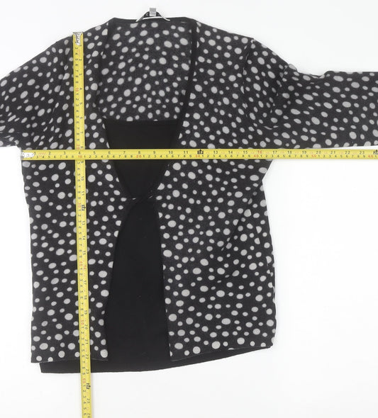 East Womens Black White Wool Polka Dot Open Cardigan Size 16