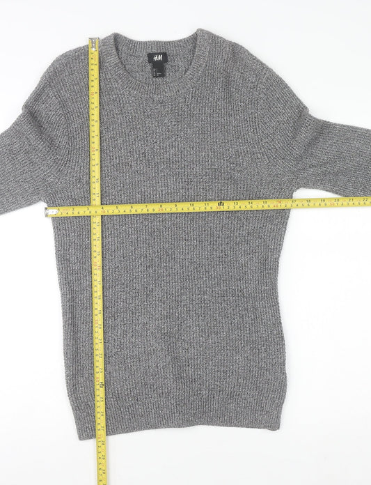 H&M Women's Grey Knit Crew Neck Long Sleeve Pullover Jumper Size S