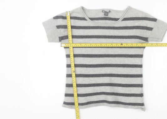 Gap Women’s Grey Striped Cashmere Short Sleeve Knit Top Size S