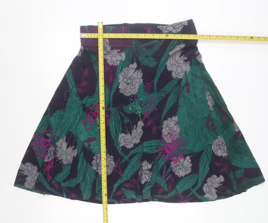 White Stuff Women’s Multicoloured Floral A-Line Knit Skirt Size 16