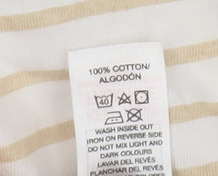 Additional view of Dunnes girls’ beige striped cotton t-shirt 8-9 years