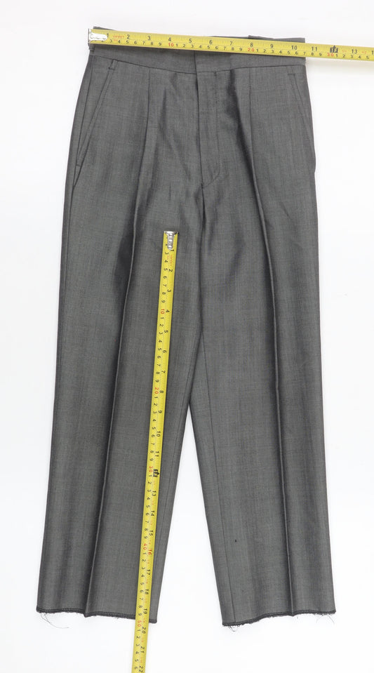 Torre Boys Grey 24in Wool Blend Formal Dress Trousers with Adjustable Waist