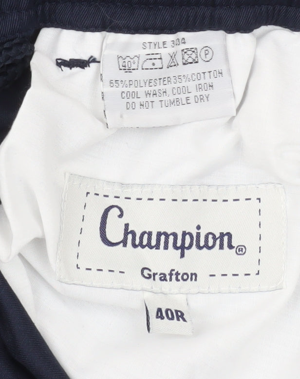 Champion Grafton Men's Navy Classic Trousers 40R Polyester Cotton Blend